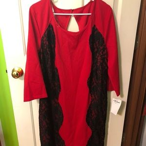 NWT Red and Black Lace Formal Dress